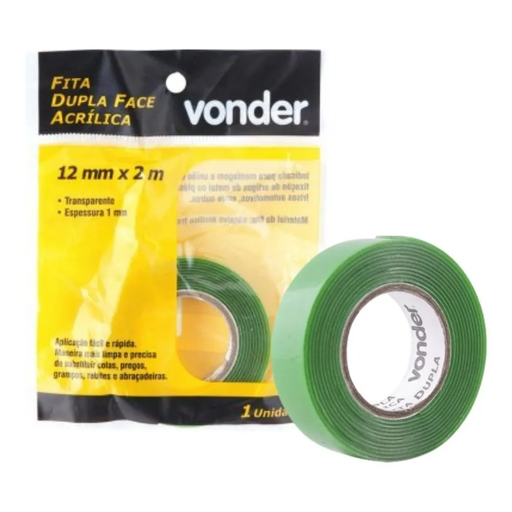 FITA DUPLA FACE ACRILICA 12MMX02M VONDER