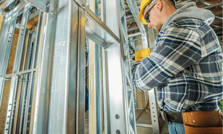 Perfis de aço galvanizado usados na estrutura de drywall